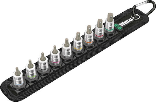 Wera Bit-Stecknüsse mit Bits Allen und Antriebsvierkant 1/4'' Set 9Stück
