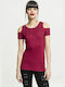 Urban Classics TB1191 Women's Summer Blouse Cotton Short Sleeve Burgundy