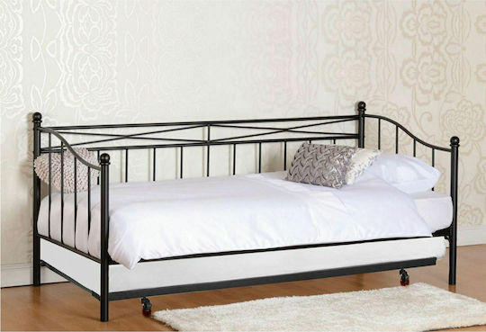 Marin Daybed Bett Einzelbett Metall Black mit Latten für Matratze 90x190cm