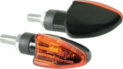 Lampa Φλας Μοτοσυκλέτας Arrow Μηχανής 12v 21w (68 X 27 Mm) Μαύρο με Πορτοκαλί Τζαμάκι LED 2τμχ