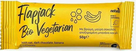 Naturals Βιολογική Μπάρα Βρώμης / Ενέργειας / Flapjack με Μαύρη Σοκολάτα, Μπανάνα & Μέλι Χωρίς Προσθήκη Ζάχαρης 50gr
