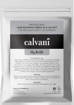 Calvani Hair Building Fibers Refill with Keratin Hair Building Black 28gr