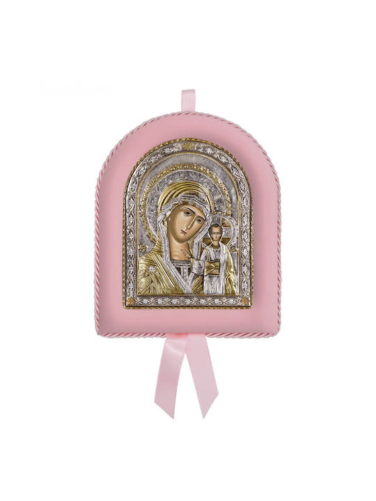 Silberne Ikone für neugeborenes Mädchen Jungfrau Maria Kazanskaya 17x14cm (mit lokaler Vergoldung)