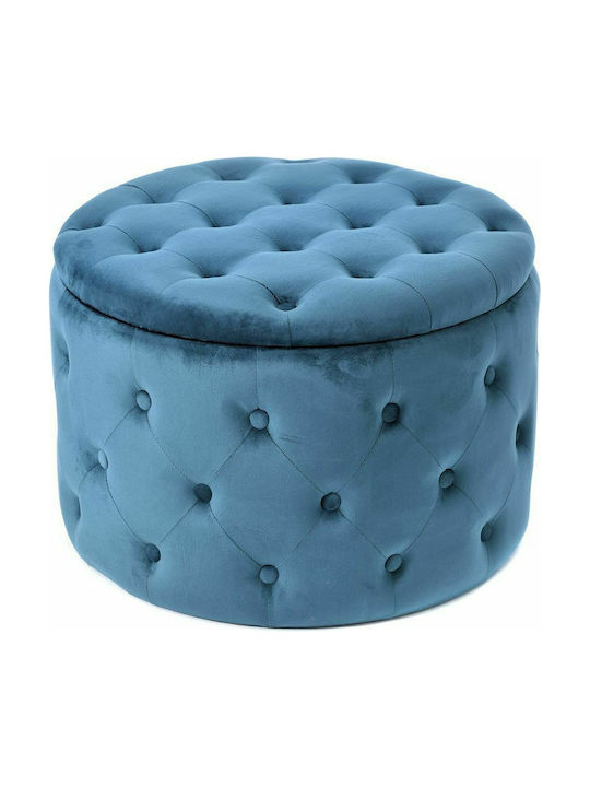 Stool For Living Room Upholstered with Velvet Petrol 60x60x41cm