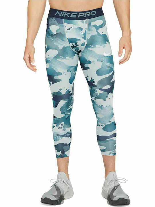 Nike Pro 3/4 AOP Camo Ανδρικό Αθλητικό Κολάν Μακρύ Μπλε
