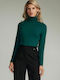 Figl M729 Women's Blouse Long Sleeve Turtleneck Green 150428