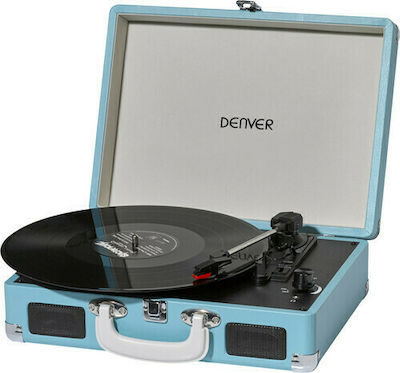 Denver VPL-120 MK2 111201100040 Koffer Plattenspieler mit Vorverstärker und Eingebaute Lautsprecher Blau