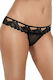 Roza Σλιπ T-back Γυναικείο Sexy String Μαύρο