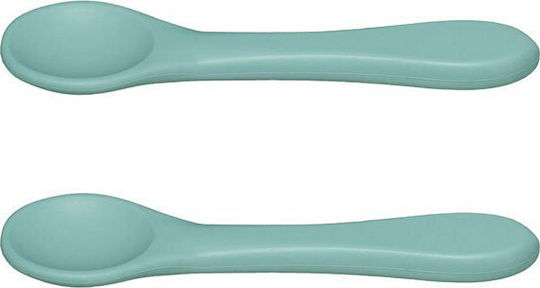 Babylivia Baby Set with Spoons made of Silicone 2pcs Blue Surf