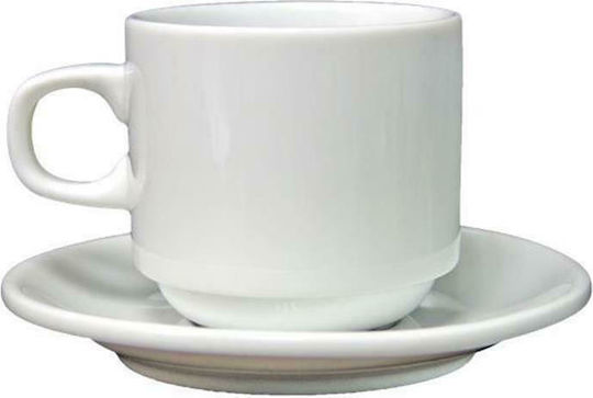 Lukanda Set of Cups Coffee Porcelain White 230ml 6pcs