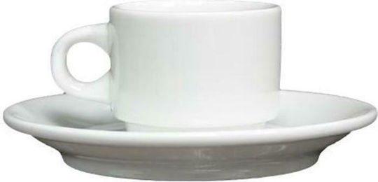 Lukanda Set of Cups Coffee Porcelain White 70ml 6pcs
