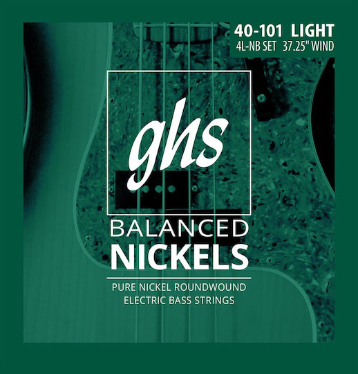 GHS Strings Balanced Nickels Set Single Strings Pure Nickel Bass 4 Pieces 40 Light