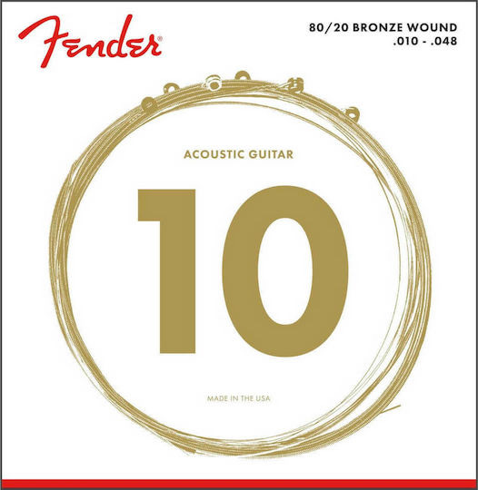 Fender 70XL 80/20 Bronze Wound Σετ Χορδών Bronze Ακουστικής Κιθάρας 10 - 48" Extra Light