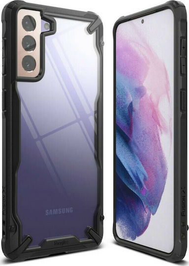 Ringke Fusion X Back Cover Plastic / Silicone Set with Glass Black (Galaxy S21+)