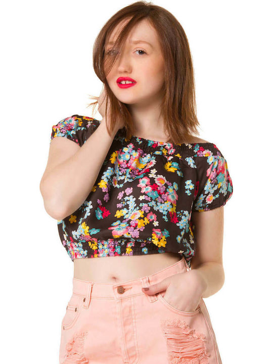 Minkpink Floral Pop Summer Women's Blouse Short Sleeve Multicolour