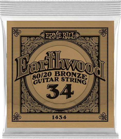 Ernie Ball Single 80/20 Bronze String for Acoustic Guitar Earthwood 80/20 Bronze 34"
