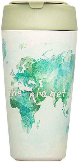 Chic Mic Bioloco Plant Deluxe Chic Mic Save the Planet Cană Bambus cu Capac Albă 420ml