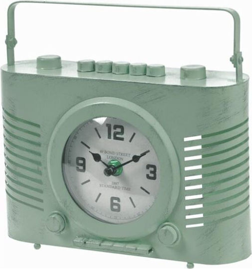 Radio Tabletop Clock with Indicators Metal Petrol
