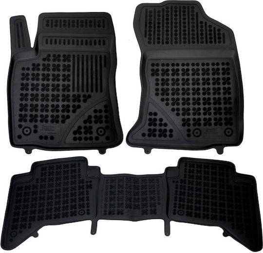 Rezaw Plast Set Front and Back Car Mats 3 Pieces Raised Sides Type for Toyota Hilux 2015 Black
