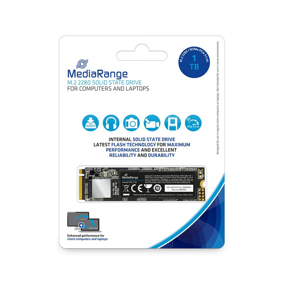 MediaRange SSD 1TB M.2 NVMe PCI Express 3.0