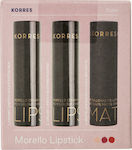 Korres Morrello Lipstick Creamy Lipstick 04 Λαχταριστό Μελί 3,5g, 56 Ζουμερό Κερασί 3.5g & Matte Lipstick 54 Classic Red Matte