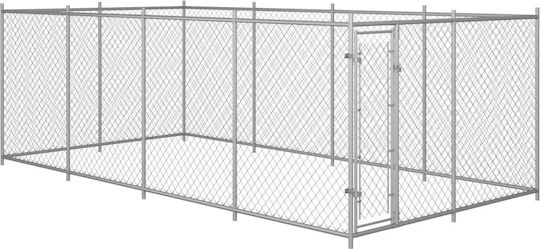 vidaXL Металик Парк За Кучета 800x400x200см Сребрист