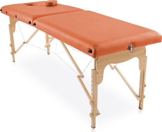 iCosmetics Wooden Portable/Folding Orange Massage and Physiotherapy Bed 182x60cm