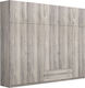 Πεντάφυλλη Ντουλάπα με Πατάρι Σταχτί 252x60x233cm