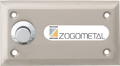 Zogometal 463 Complete Wall Push Bell Button with Frame Silver