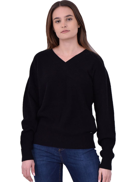 Superdry Damen Langarm Pullover Wolle Schwarz