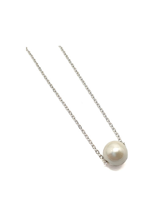Silberne Halskette mit Perle 8mm