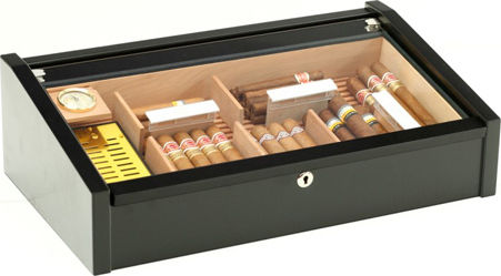 Adorini Adorini Deluxe Ξύλινη Βιτρίνα Υγραντήρας 78 Πούρων με Υγρόμετρο 49x29x15εκ.