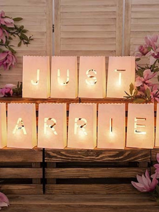 PartyDeco Φαναράκι Γάμου Just Married White 11τμχ 7cm
