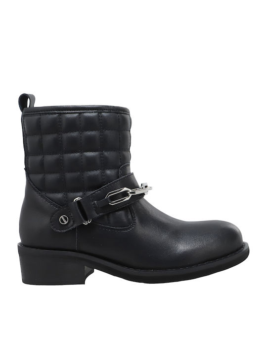 Nilla V04-50202 Leder Damen Knöchelstiefel Schwarz