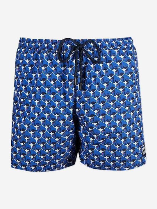 John Frank Optimingo Herren Badebekleidung Shorts Blau mit Mustern