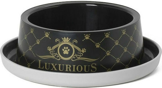 Moderna Luxurious Plastic Bowl Food & Water for Dog & Cat with Base 735ml in Black Color