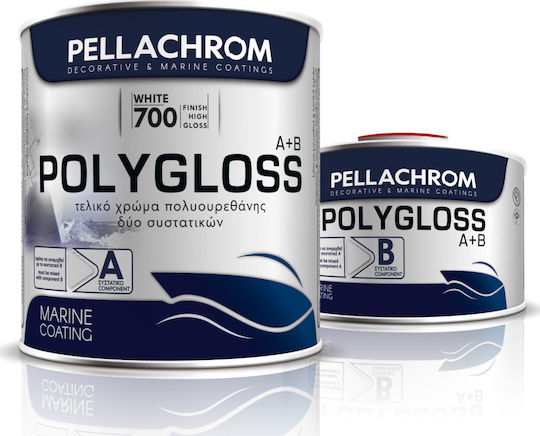 Pellachrom Polygloss A+B 700 Λευκό Τελικό Χρώμα Πολυουρεθάνης Δύο Συστατικών 0.75lt White
