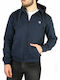 Sergio Tacchini Men's Sweatshirt Jacket with Hood and Pockets Navy Blue