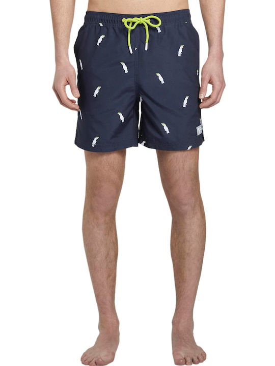 Tom Tailor Men's Swimwear Shorts Navy Blue with Patterns