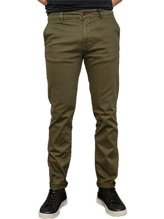 Taylor Παντελόνι Chino Ελαστικό σε Slim Εφαρμογή Χακί