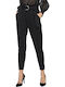 Vero Moda Women's High-waisted Fabric Trousers in Paperbag Fit Black