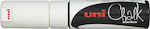 Uni-Ball Chalk Marker PWE-8K Μαρκαδόρος Λευκός Μαυροπίνακα Υγρής Κιμωλίας για Ύφασμα και Γυαλί 8K