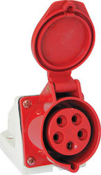 Elmark Female Industrial Type Socket Fixed Socket HT-115 Female 3P N E 16A 400V IP44 Red 37115
