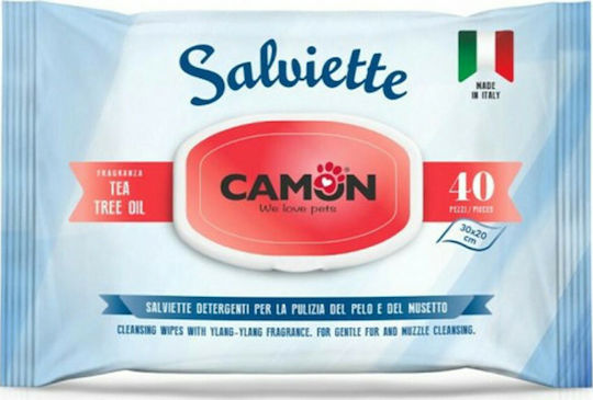 Camon Dog and Cat Wipes 40 for Body Cleansing with Green Tea Alcohol Free