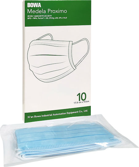 Bowa Medela Proximo Surgical Masks IIR Protective Mask Non-Reusable Type IIR Surgical Blue 10pcs