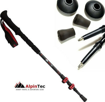 AlpinPro Pindos Telescopice Baston de trekking din fibră de carbon 2 buc Negre