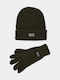 Männer Set mit Beanie Gestrickt in Khaki Farbe