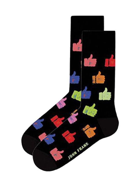 John Frank Herren Gemusterte Socken Schwarz 1Pack