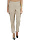 Mos Mosh Women's Fabric Trousers with Elastic in Regular Fit Beige