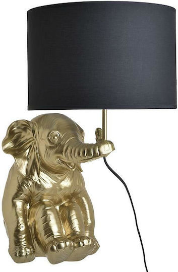 Inart Plastic Table Lamp for Socket E27 with Black Shade and Gold Base
